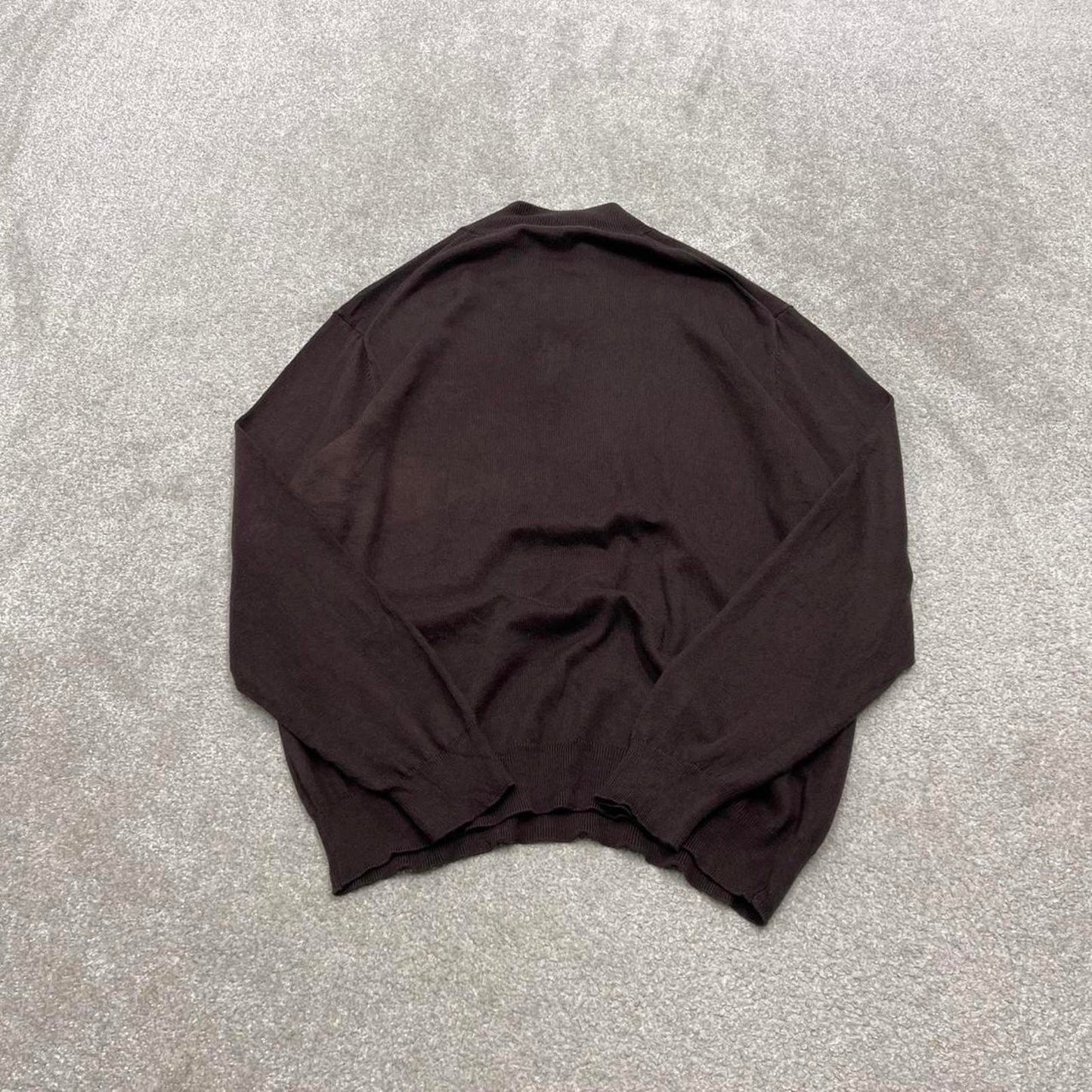 CHAPS knit quarter zip sweater jumper pull over large men's brown knitted y2k 00s style