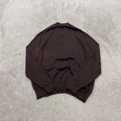 CHAPS knit quarter zip sweater jumper pull over large men's brown knitted y2k 00s style