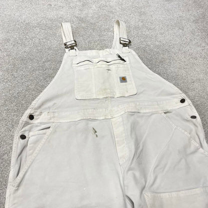 00s Carhartt dungarees overalls workwear XL 16/18 womens white canvas bib & brace utility worker