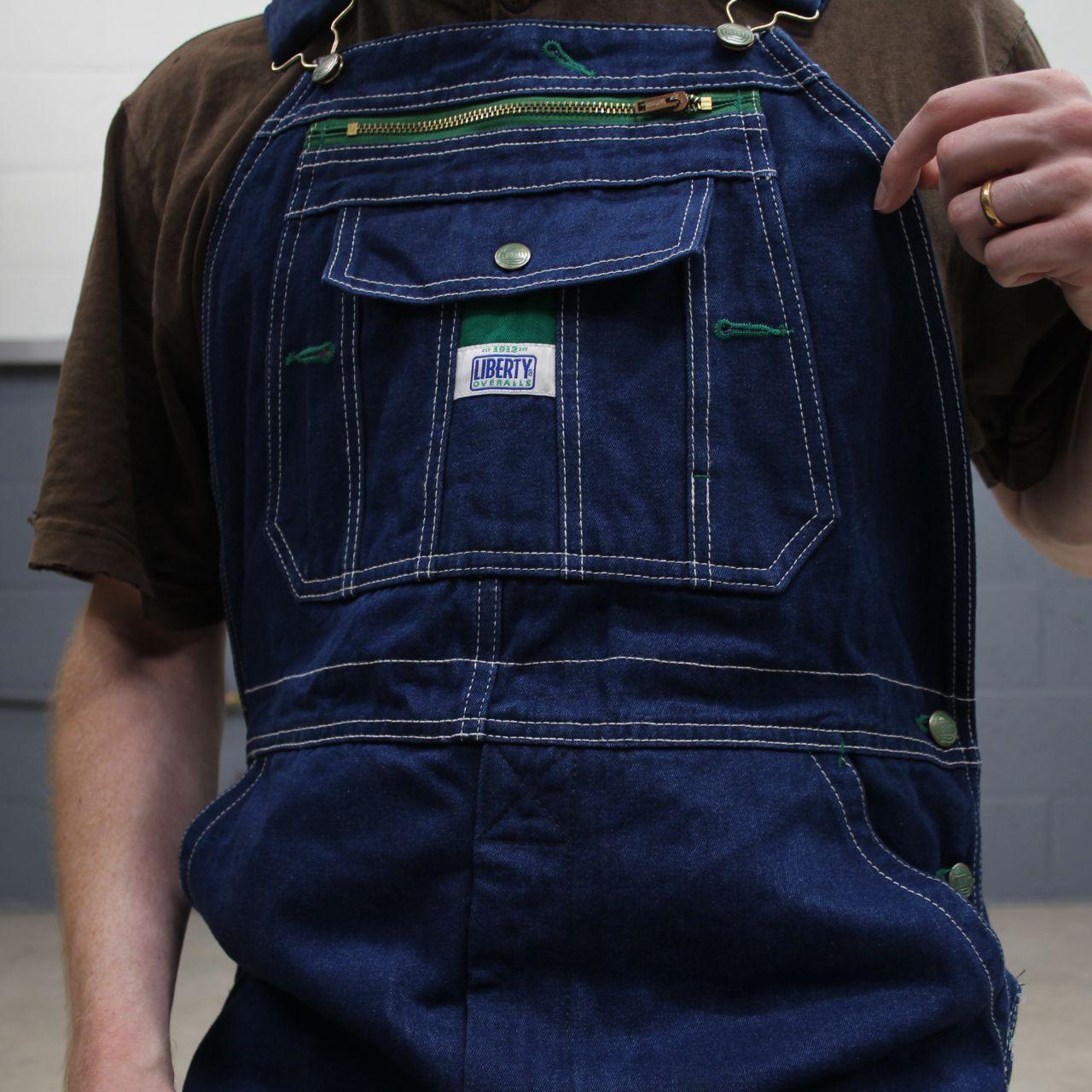 Liberty baggy dungarees denim overalls navy blue Vintage workwear bib & brace utility