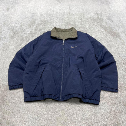 Reversible Nike technical jacket XXL men's y2k 00s style padded tech coat embroidered Swoosh
