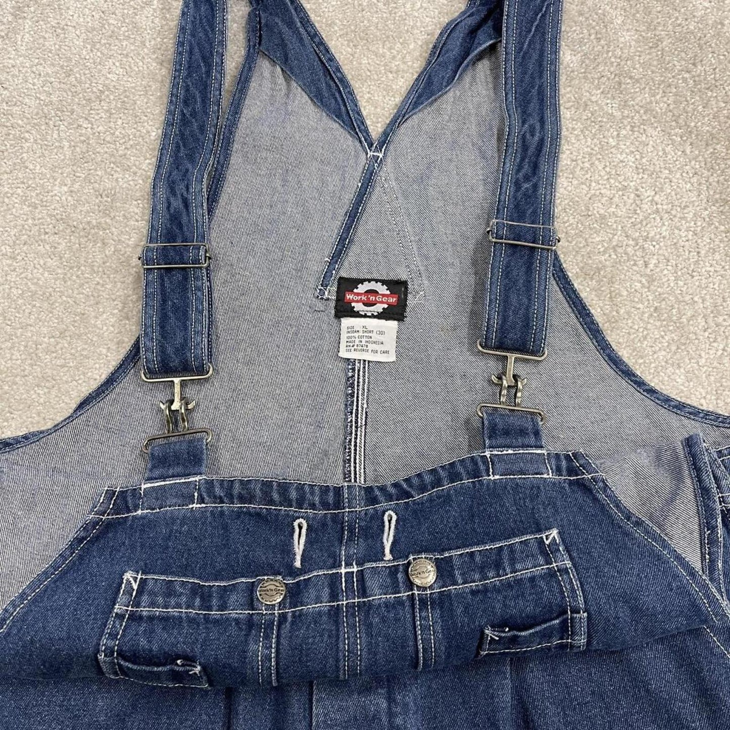 Baggy denim dungarees vintage XL overalls blue Work'n Gear workwear bib & brace farmer