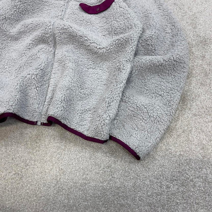 Grey Columbia technical fleece full zip deep high pile Large Women's y2k style autumn teddy bear