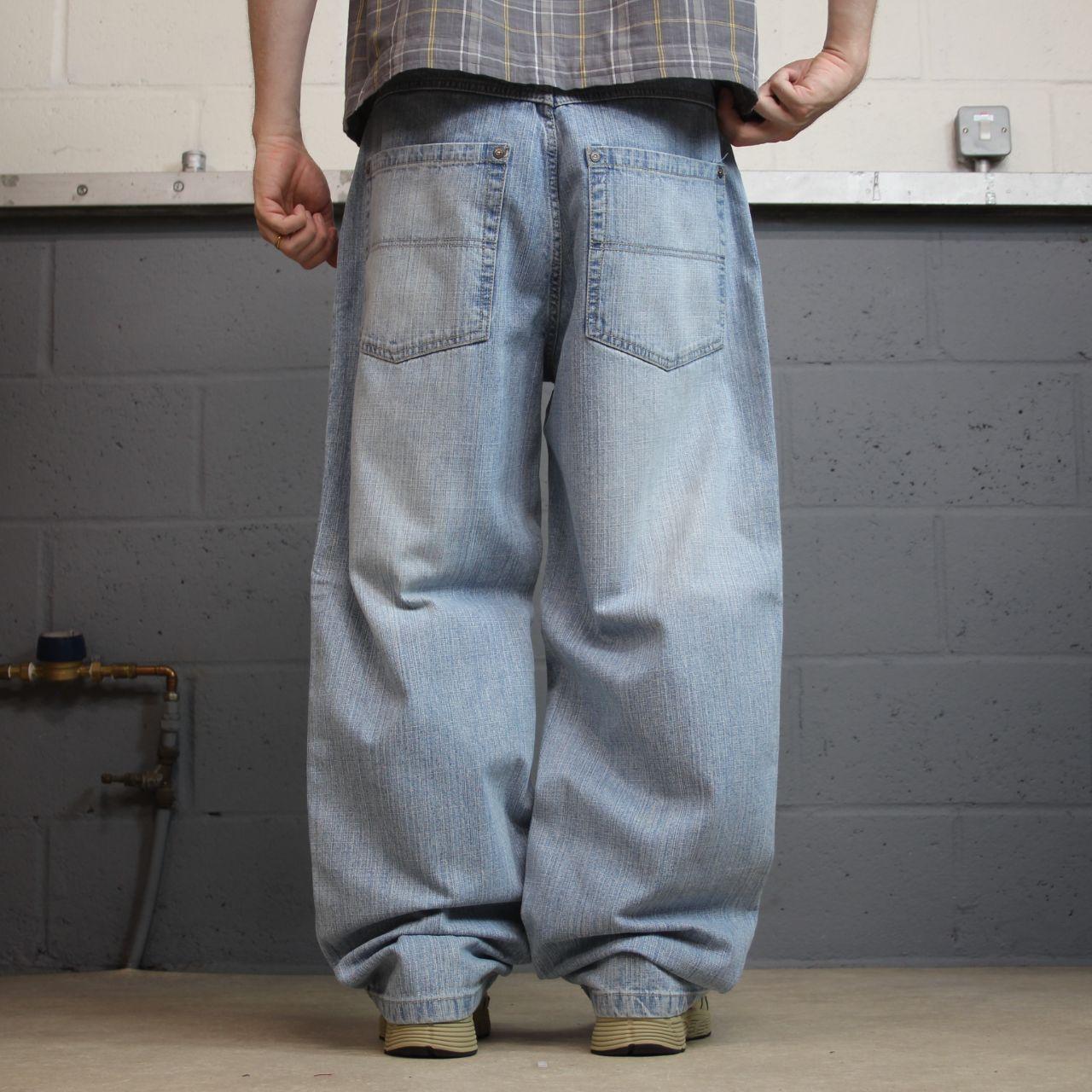 Y2K baggy denim surf jeans W36L32 blue Loose leg Dodeca skater style loose leg jeans