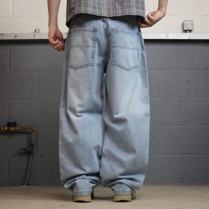 Y2K baggy denim surf jeans W36L32 blue Loose leg Dodeca skater style loose leg jeans