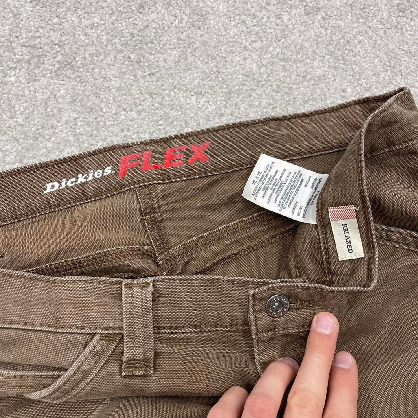 Y2K baggy Dickies double knee work pants brown Canvas skater style cargo carpenter jeans