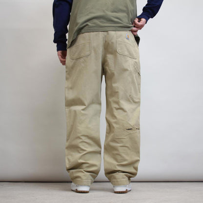 Carhartt carpenter trousers W40L32 beige sand relaxed fit 90s workwear skate style cargo pants