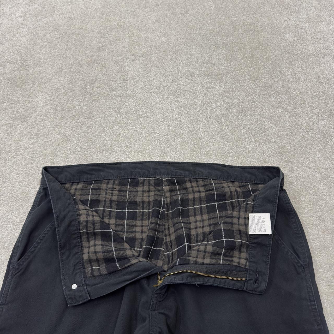 Wrangler flannel lined cargo pants y2k black Loose leg 2000s style skater work pants