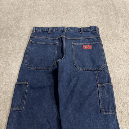 Baggy double knee carpenter jeans y2k W36L32 blue Wild Ass thick heavy denim skater work cargos