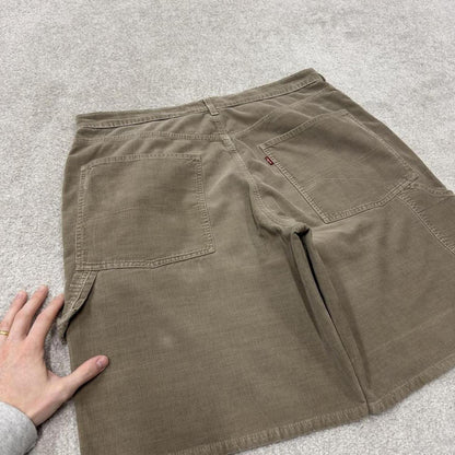 Levi’s baggy corduroy shorts carpenter khaki Loose fit cord skate style cargo shorts