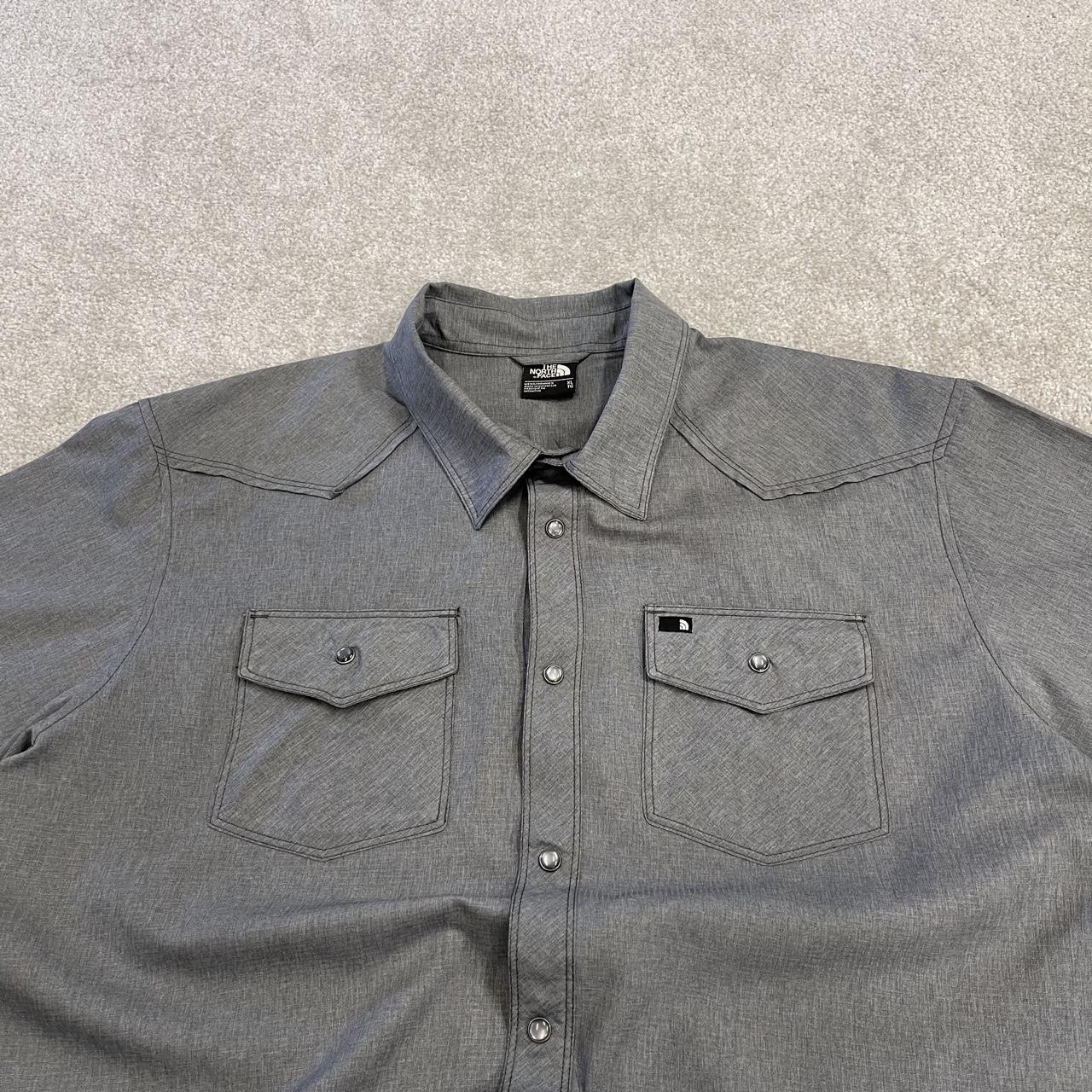 North Face short sleeve shirt y2k grey TNF surf style festival button down summer shirt