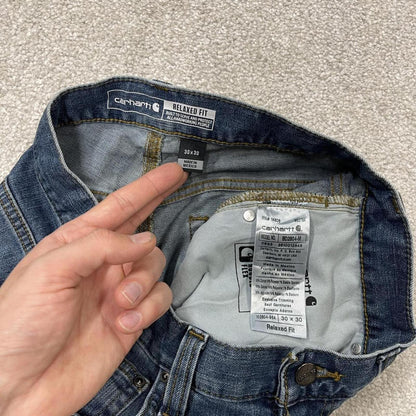Y2k Carhartt jeans denim work pants blue Relaxed denim workwear pants white patch logo
