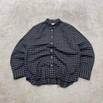 Checkered plaid flannel shirt autumnal XL grey Flint & Tinder men's long sleeve button up y2k style