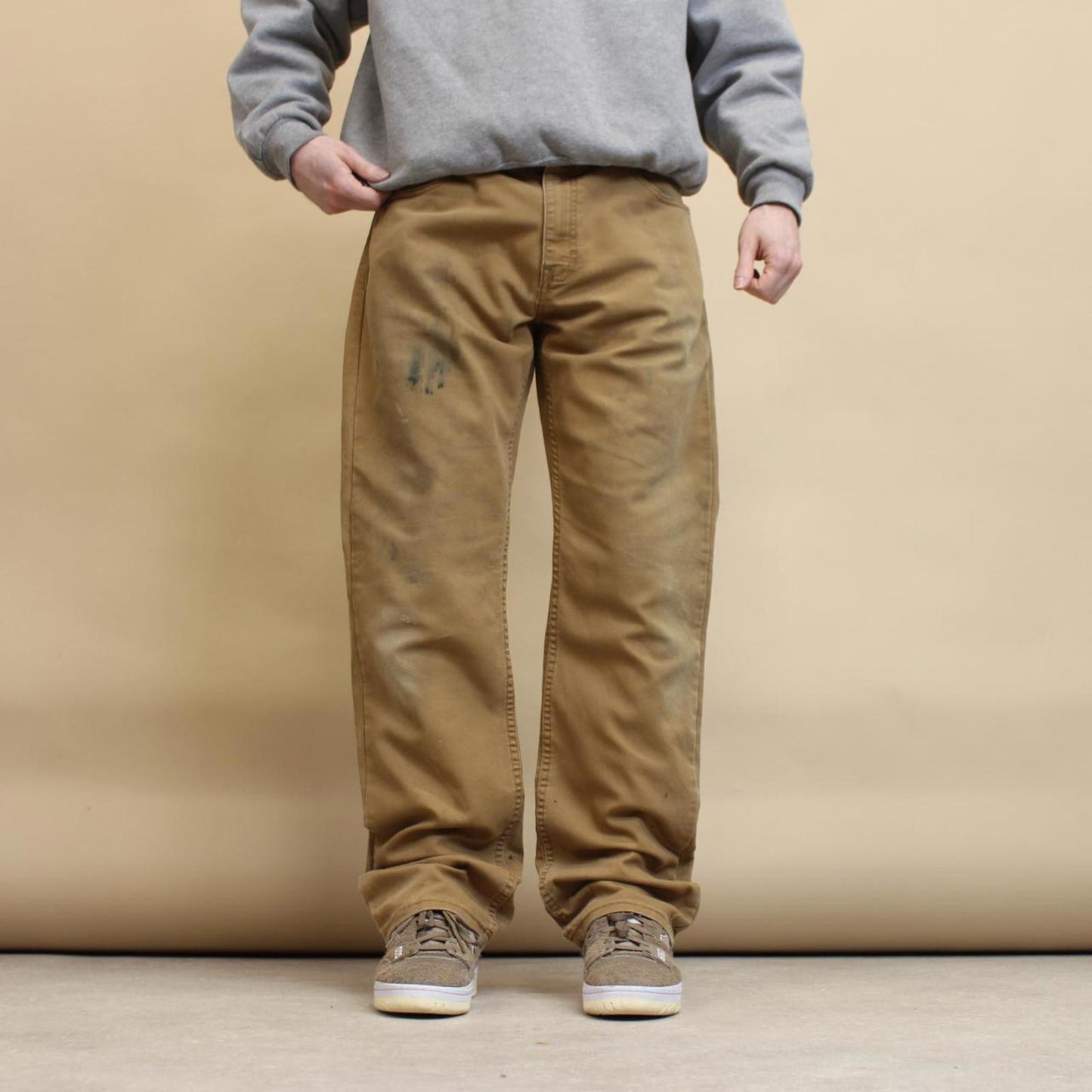 Tan Dickies trousers W34L32 90s style work pants straight fit