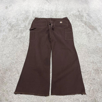 Brown Carhartt double knee carpenter jeans women's 14 90s style canvas cargos