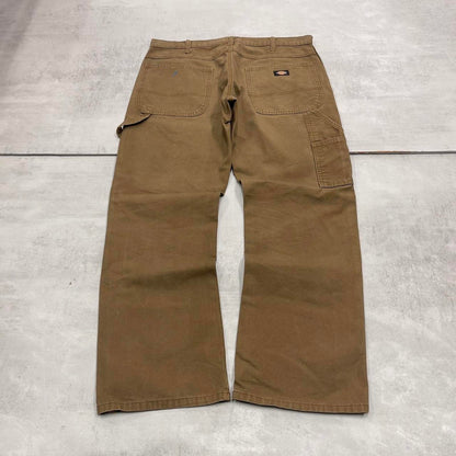 00s Dickies carpenter jeans workwear W36L30 90s skate style brown canvas relaxed cargos casual wear