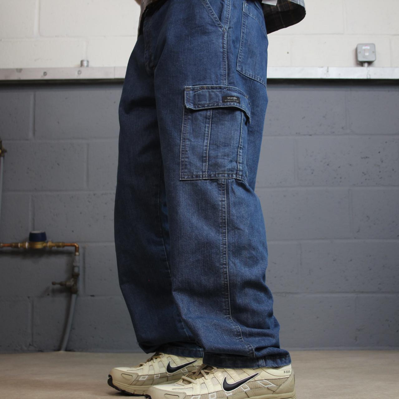 Wrangler baggy cargo jeans y2k W36L30 blue Loose fit skater workwear pants