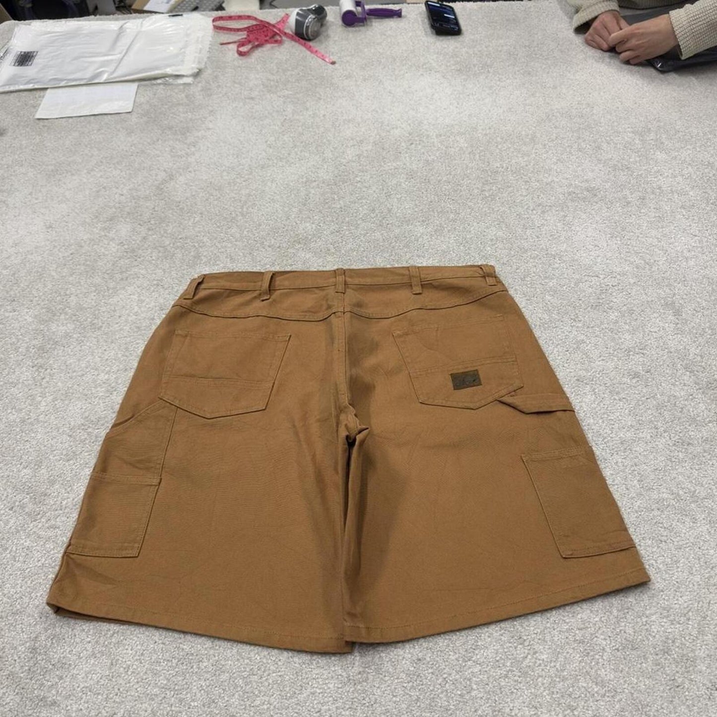 Baggy denim carpenter shorts cargo tan Big smith canvas skater style surf jorts