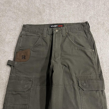Wrangler cargo jeans y2k green W30L30 Thick heavy canvas double knee skater work pants