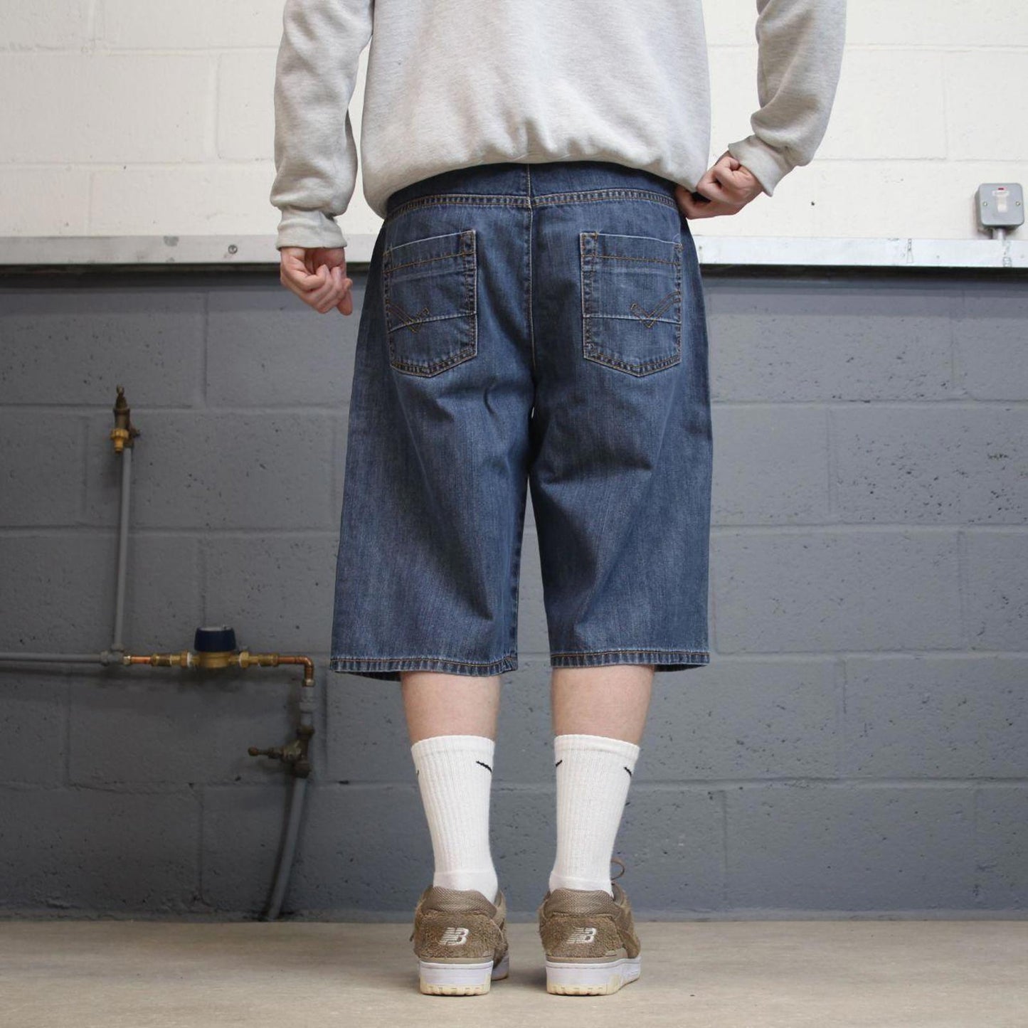 Y2k baggy embroidered Ecko Untld shorts skater style blue Long wide leg denim summer festival jorts