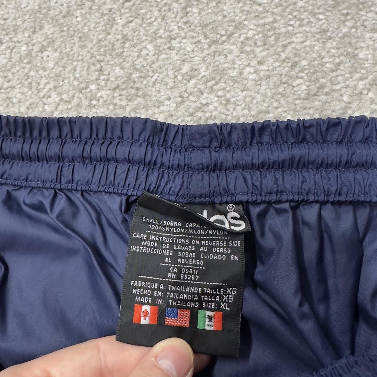 Y2K Adidas tracksuit bottoms navy loose leg XL Loose unlined side stripe track pants