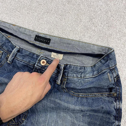 Y2K baggy embroidered shorts long blue Sean John skater style surf jorts