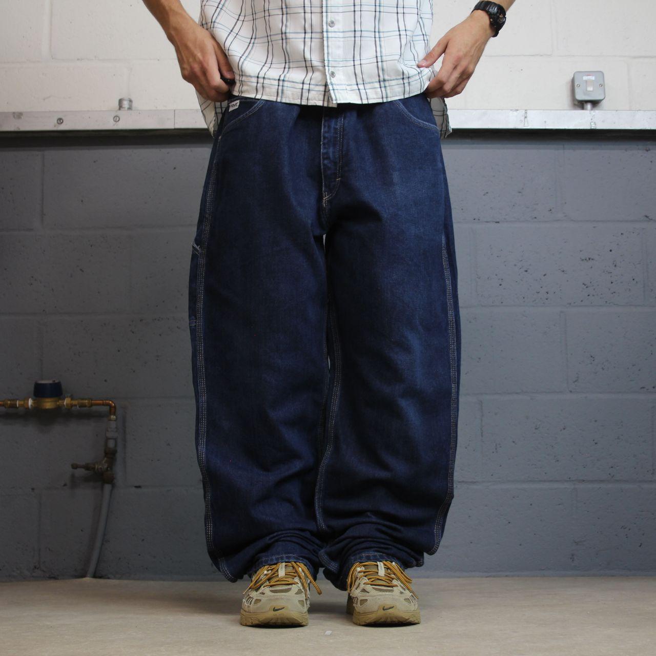 Baggy denim carpenter jeans y2k W44L35 blue Tyndale FR loose skater cargos, fire resistant