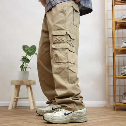 Y2K Wrangler cargo pants tan Loose straight utility workwear skater trousers