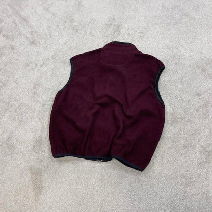 Y2K Champion technical fleece gilet M burgundy men’s zip up embroidered logo outdoors hiking autumn