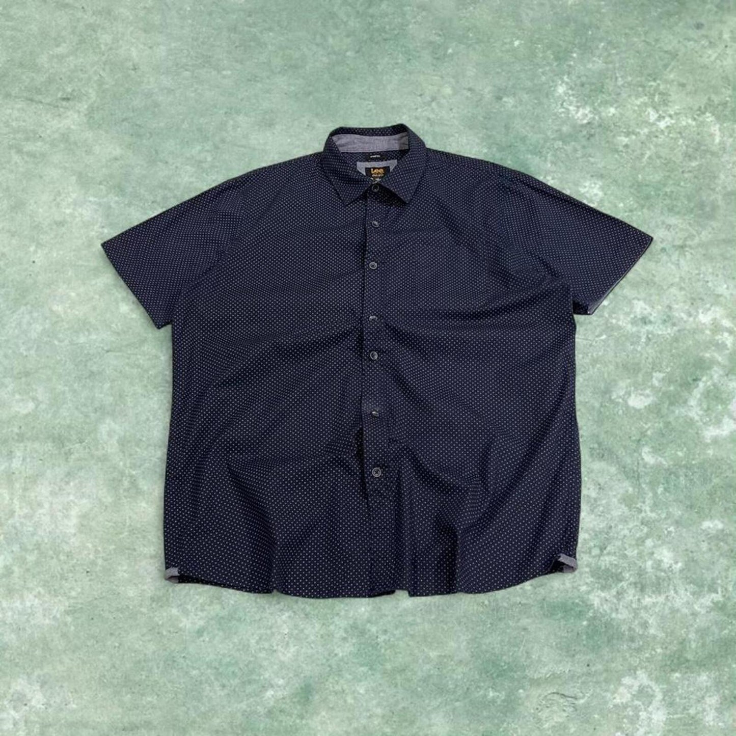 Lee pattern short sleeve shirt navy Surf style check shirt summer festival