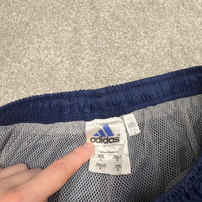 Y2k Adidas tracksuit bottoms Large mens blue loose 00s joggers embroidered sporty track pants