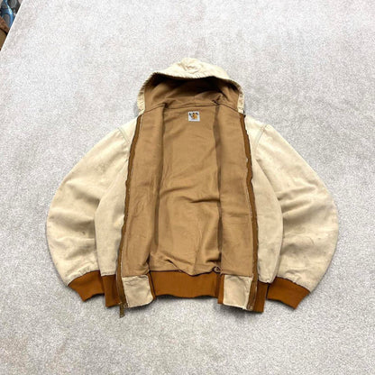 Vintage Carhartt jacket hooded active Medium Men's beige technical canvas 90s style skater bomber