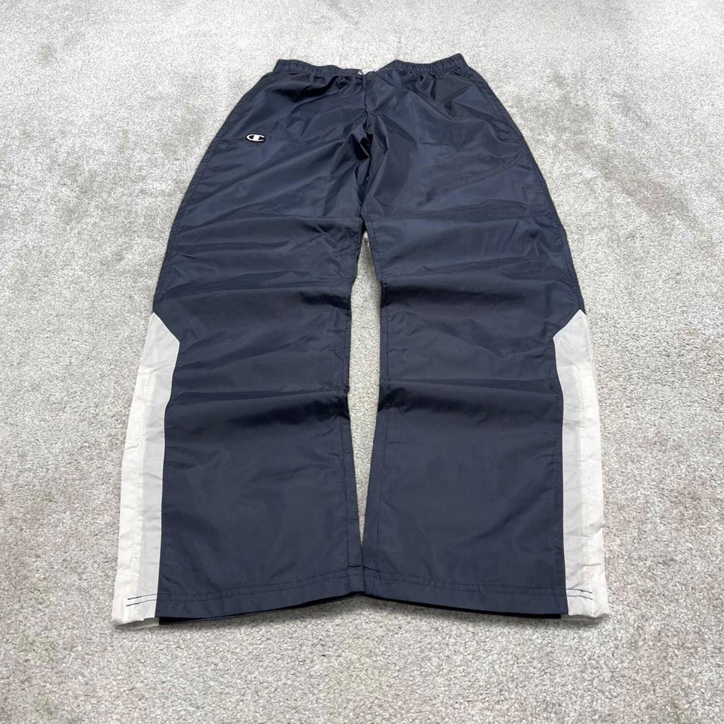 Navy Champion trackies Small loose y2k floaty leg joggers embroidered logo