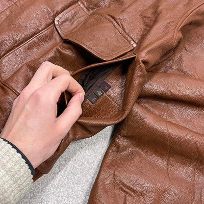 Vintage leather flight aviator jacket brown U.S. Army Air Force boxy genuine leather A-2 flying coat