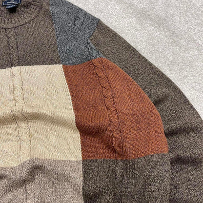 Dockers cable knit sweater jumper L men's brown knitted pull over y2k 00s style autumnal