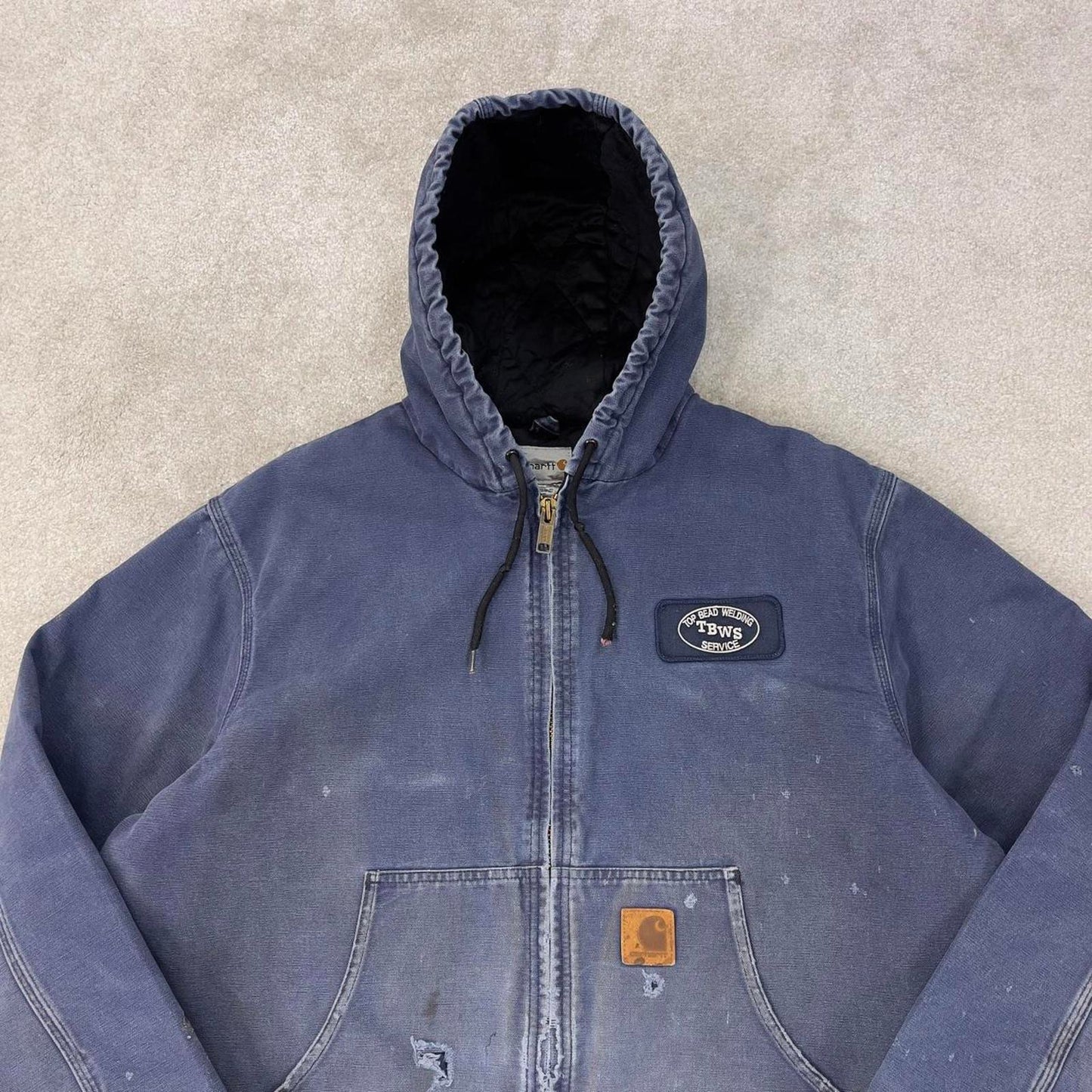 Vintage Carhartt hooded active jacket XL Navy canvas workwear jacket