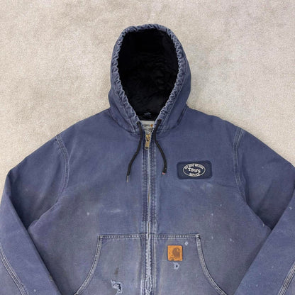 Vintage Carhartt hooded active jacket XL Navy canvas workwear jacket