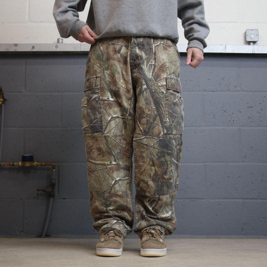 Cabela's camo cargo pants double knee brown Loose floaty realtree hunting camouflage trousers