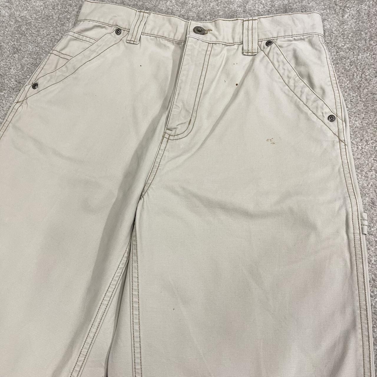 Y2K Urban Pipeline carpenter shorts beige 100% cotton denim jorts with embroidered logo