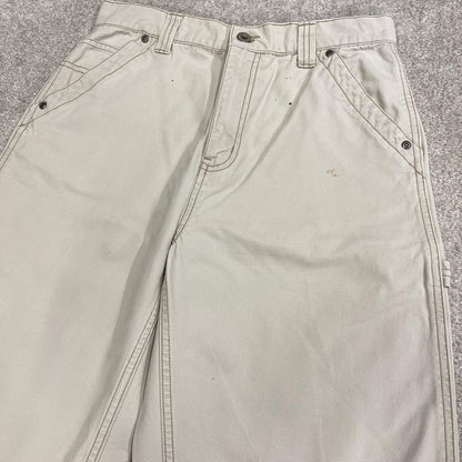 Y2K Urban Pipeline carpenter shorts beige 100% cotton denim jorts with embroidered logo