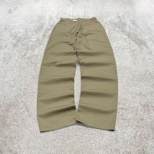 Vintage y2k work pants loose beige Chino style skate trousers Red Kap workwear patch logo