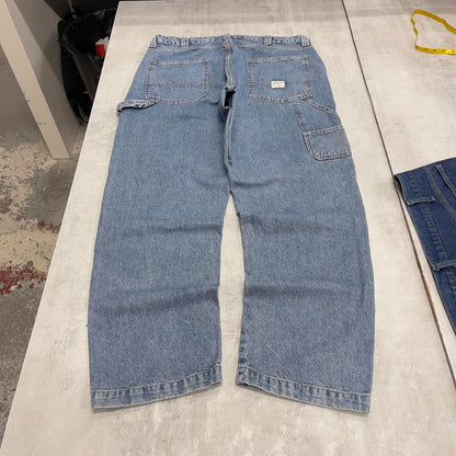 Blue baggy Levis carpenter jeans W38L32 loose wide leg thick denim 90s style cargos