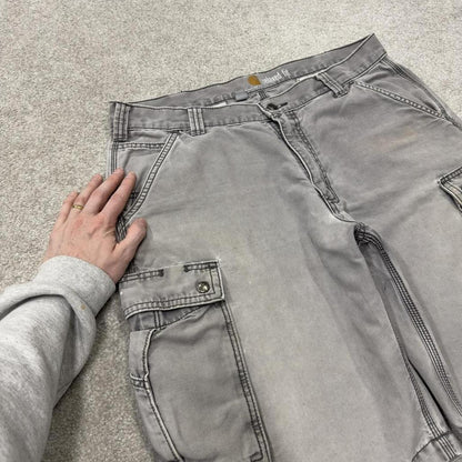 Carhartt cargo shorts loose canvas grey Canvasy relaxed fit skate style shorts