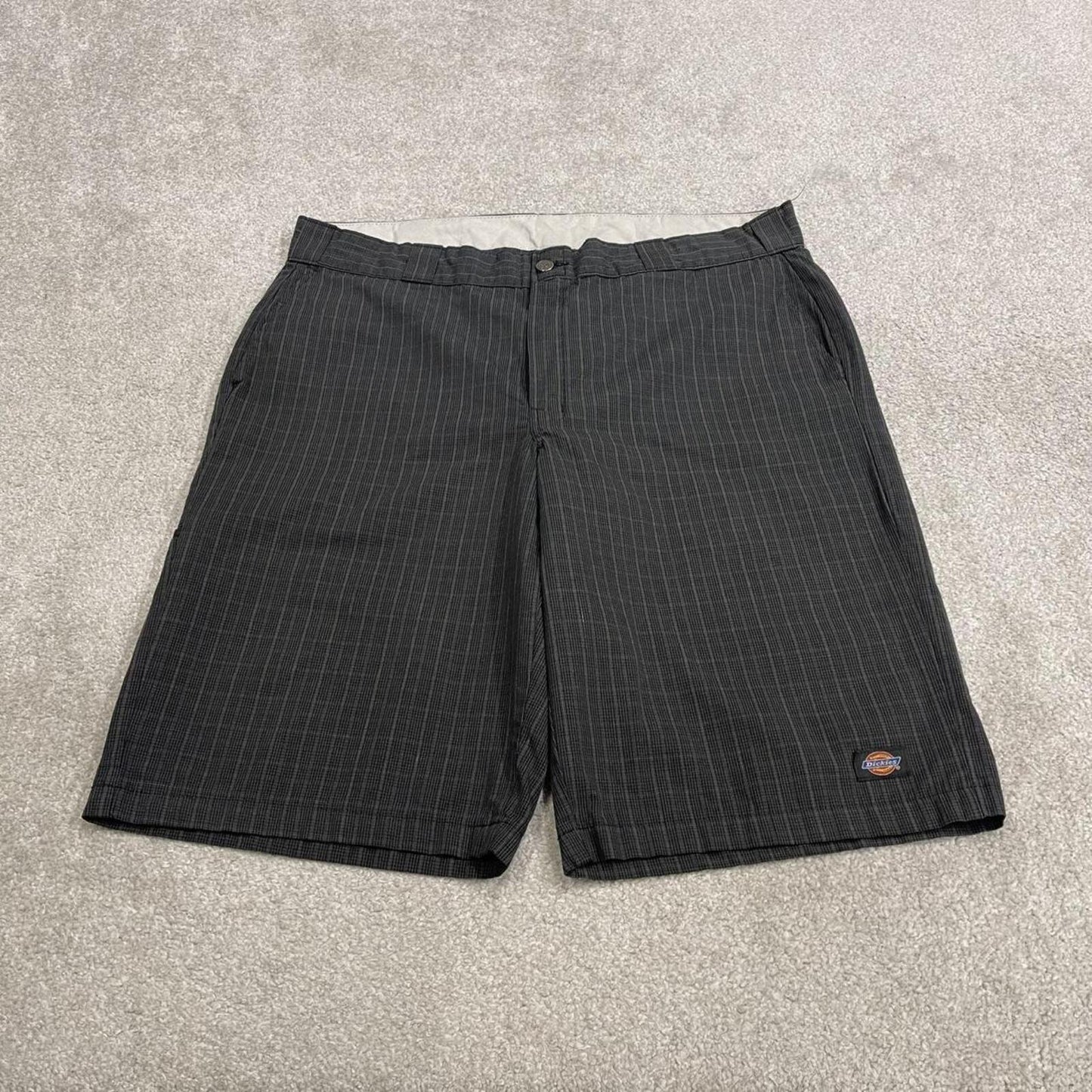 Dickies baggy checkered shorts carpenter black grey Check surf style skater shorts long leg