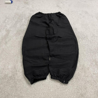 Vintage baggy tracksuit bottoms cuffed black Loose JWOD mesh lined double knee track pants