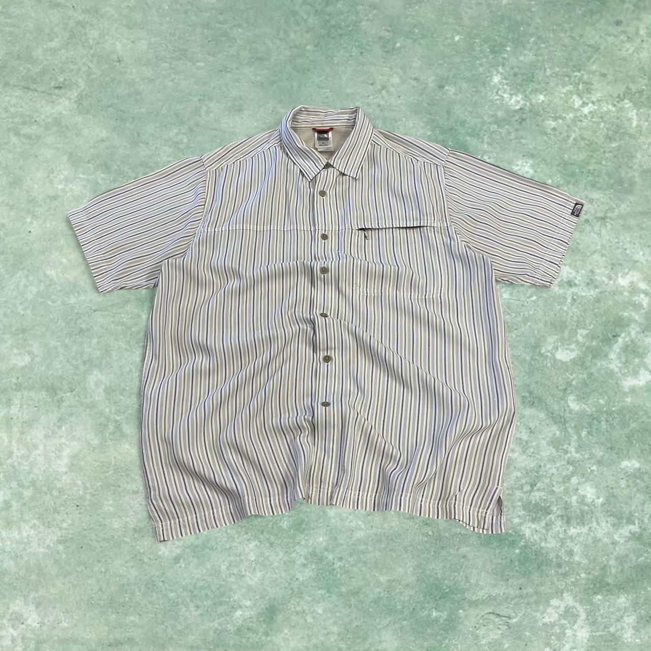 North Face striped short sleeve shirt white TNF Festival style surf check shirt