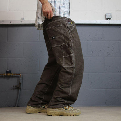 Vans denim carpenter jeans y2k brown W36L30 Loose thick denim skater cargo pants emboidered logo