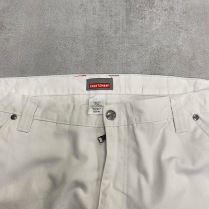 Craftsman carpenter trousers W42L32 white baggy 90s skate style painters cargo pants