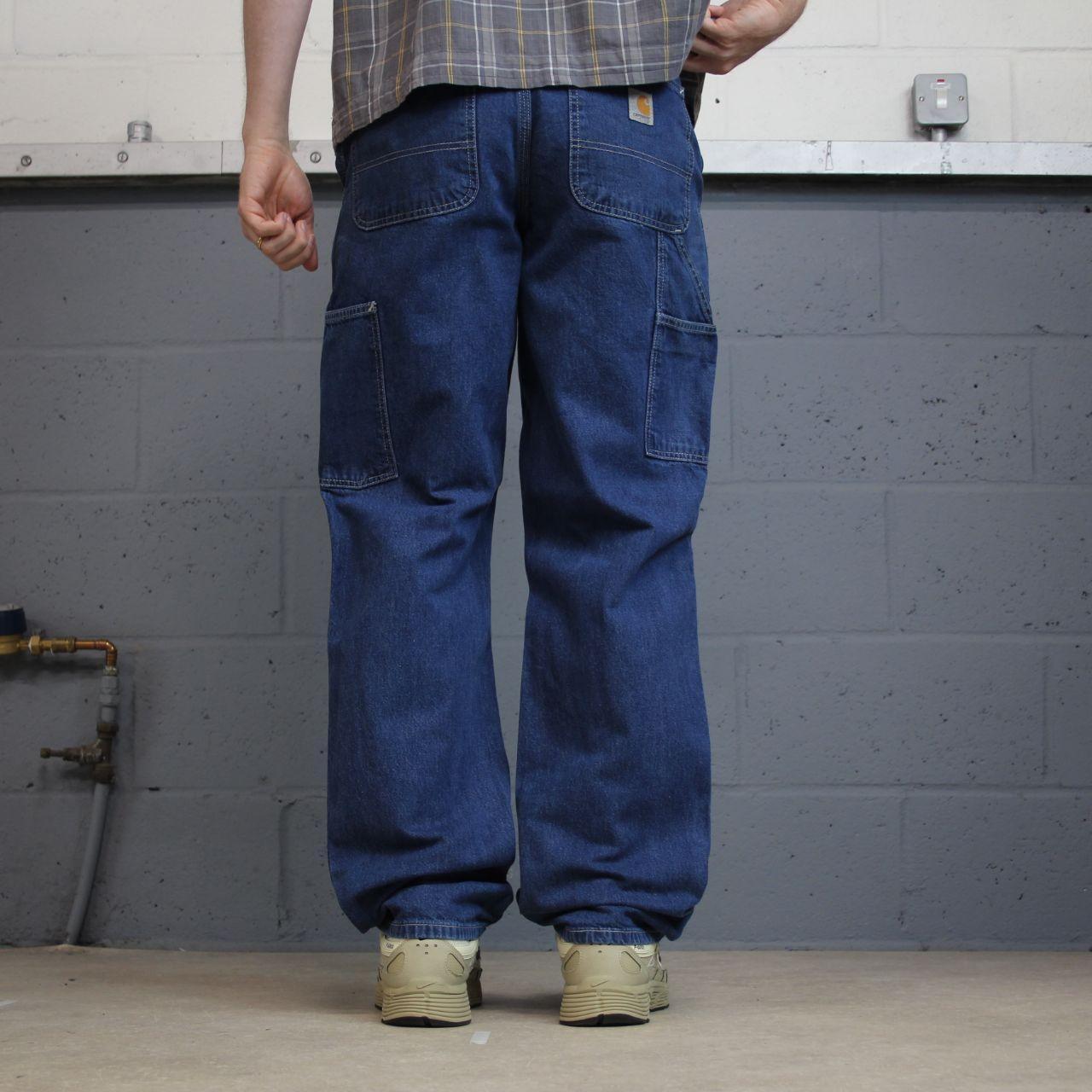 Vintage vintage Carhartt carpenter jeans y2k blue denimn Loose straight leg skater style workwear