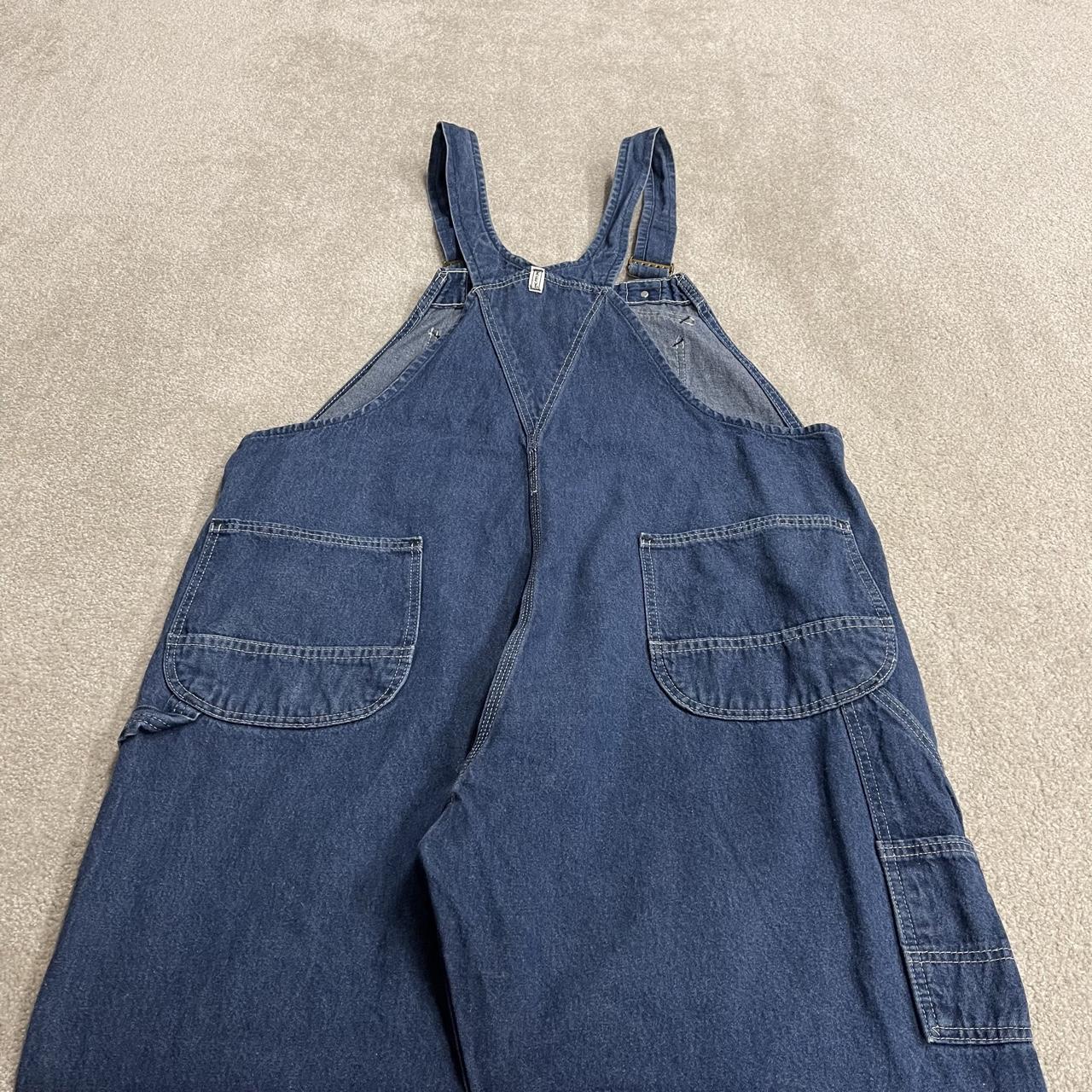 Vintage y2k denim dungarees loose fit blue Key workwear bib & brace overalls utility